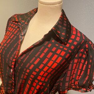 Robbie Bee Red and Black Graphic Dress